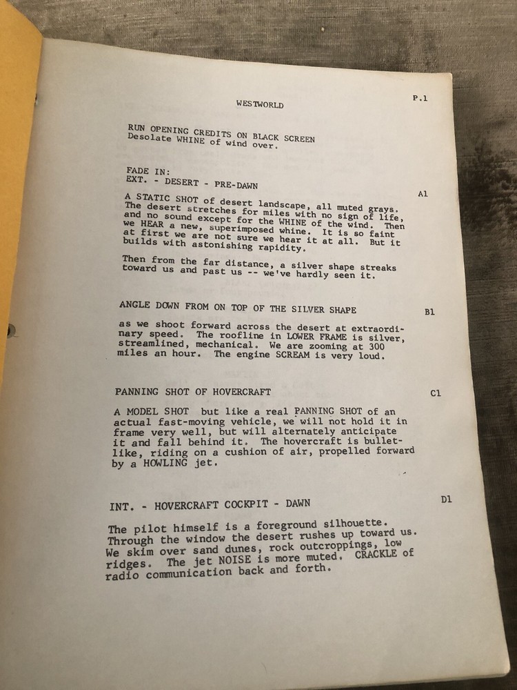 WESTWORLD VINTAGE SCRIPT by Michael Crichton
