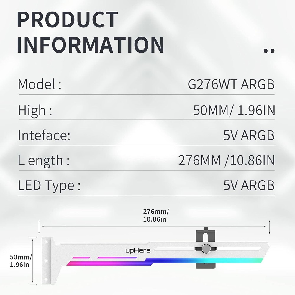 Adjustable ARGB GPU Support Brace - Prevent GPU Sag & Enhance Build Aesthetics