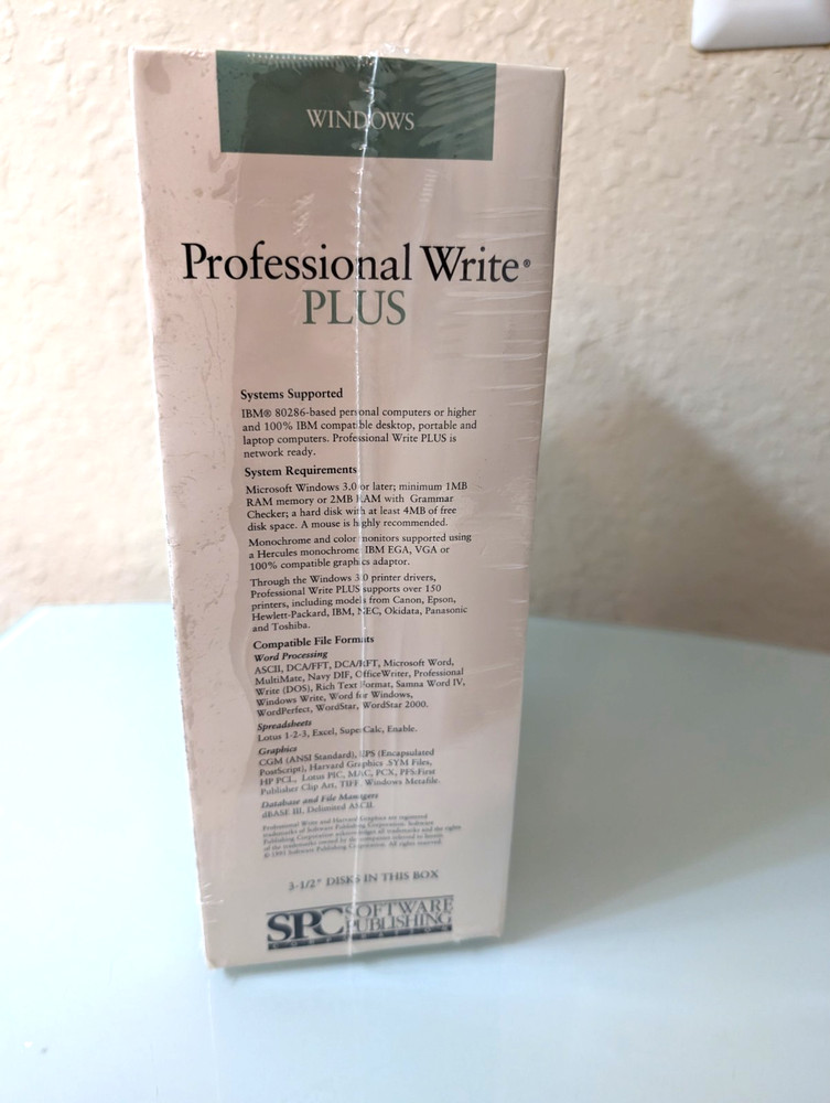NEW Microsoft Windows Professional Write Plus Disk Word Processor 1991 Windows