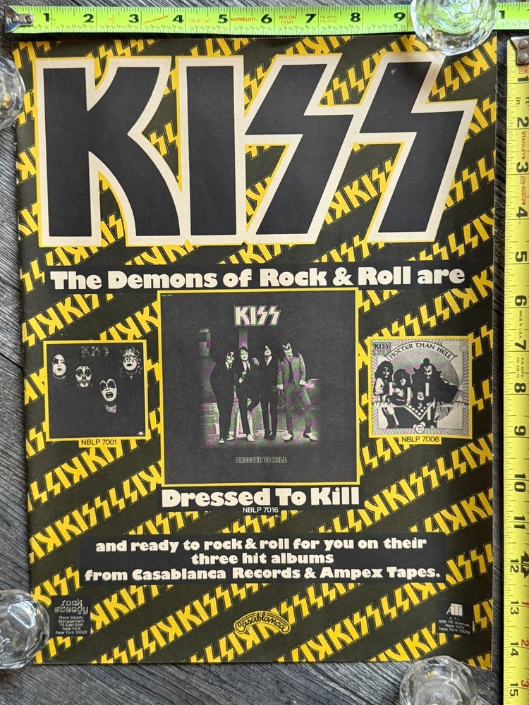 KISS Ad Dressed To Kill Album Release 1975 11x14 Vintage Kiss Aucoin Memorabilia