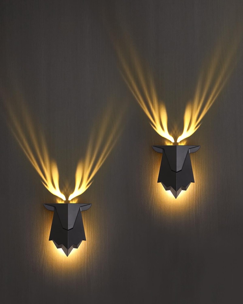 Antler Night Light with Remote Control, Adjustable Deer Wall Lamp Battery Ope...