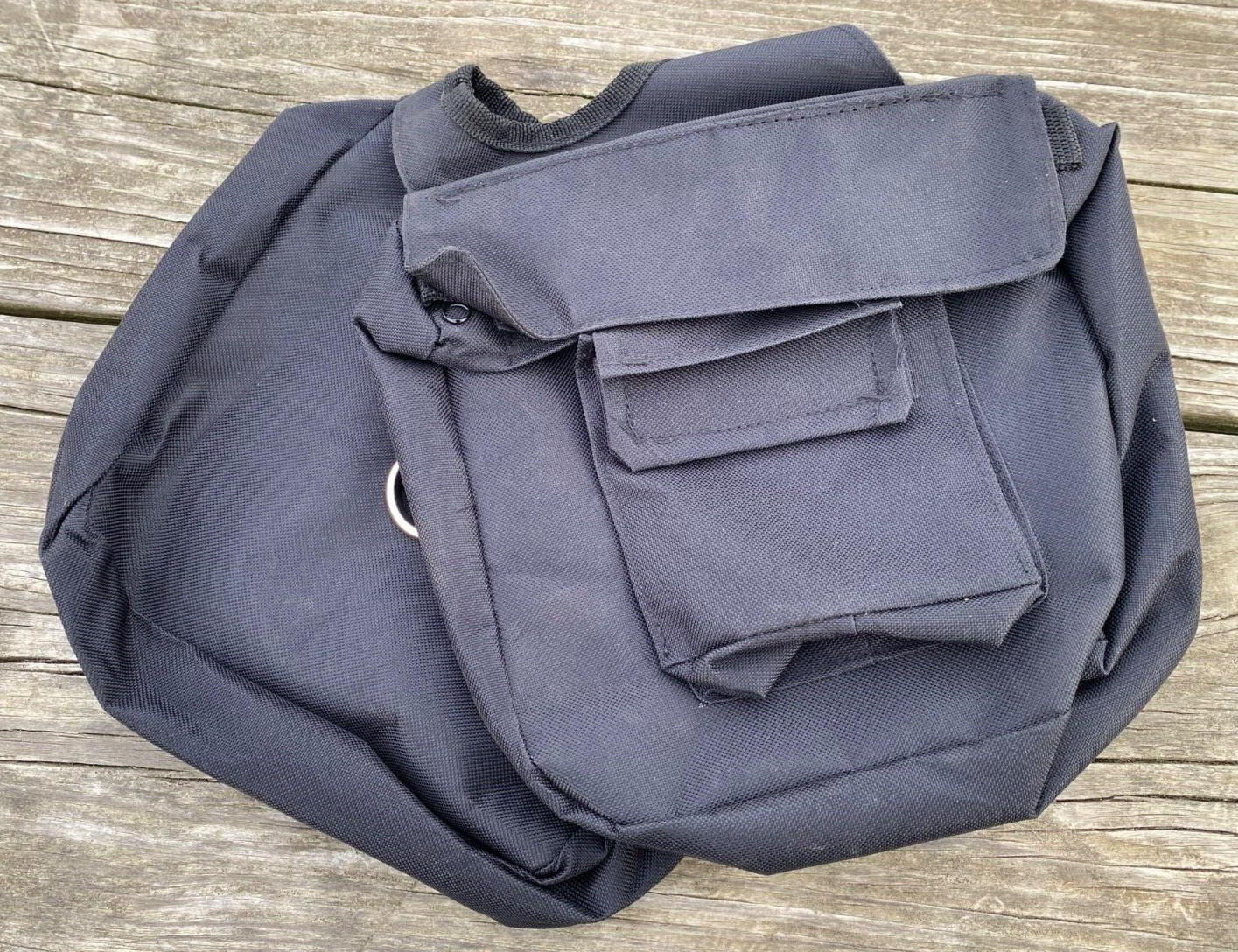 Black waterproof nylon Western saddle horn bag w/multiple pockets