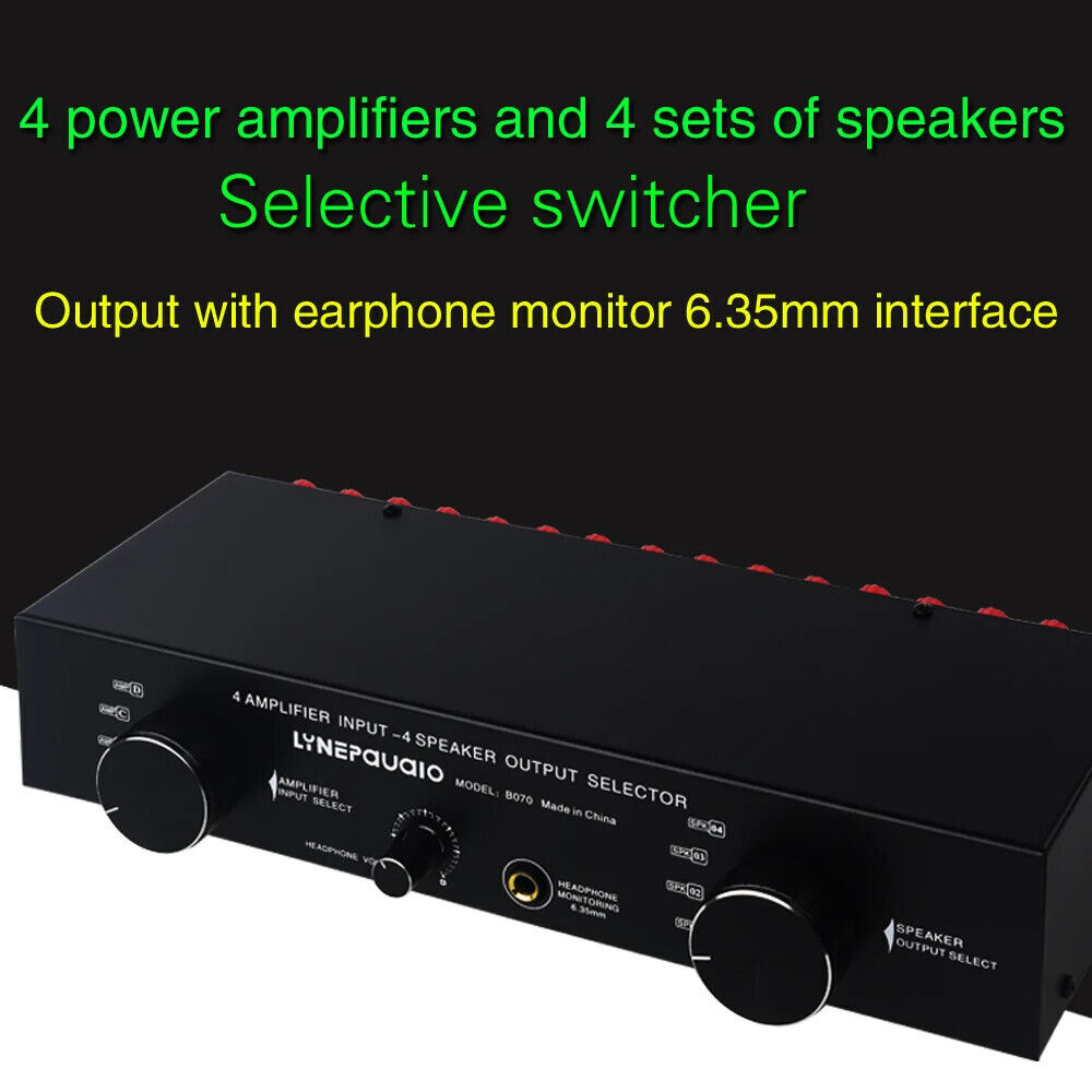 4 IN 4 OUT Power Amplifier Speaker Selector Switcher Speaker Switch