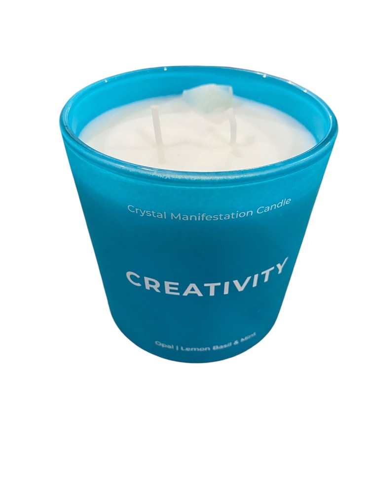 Creativity, Crystal, Manifestation, Candle, Lemon, Basil, Mint, Scented, Opal