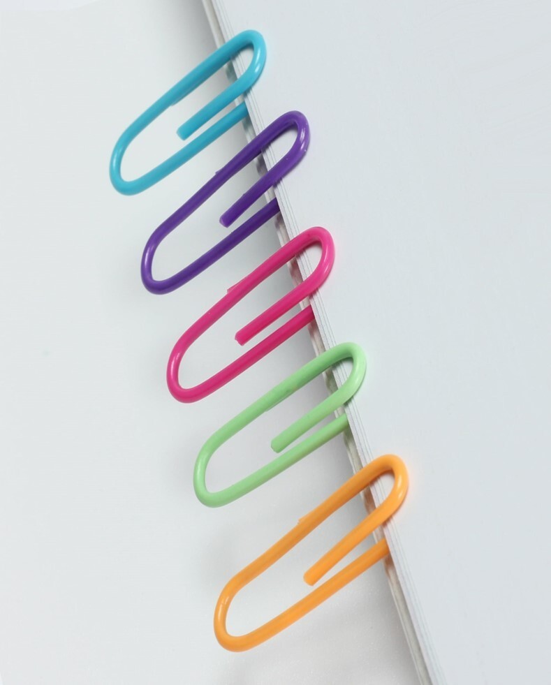 Paper Clips, 100Pcs Paper Clips, Assorted Colored Coated