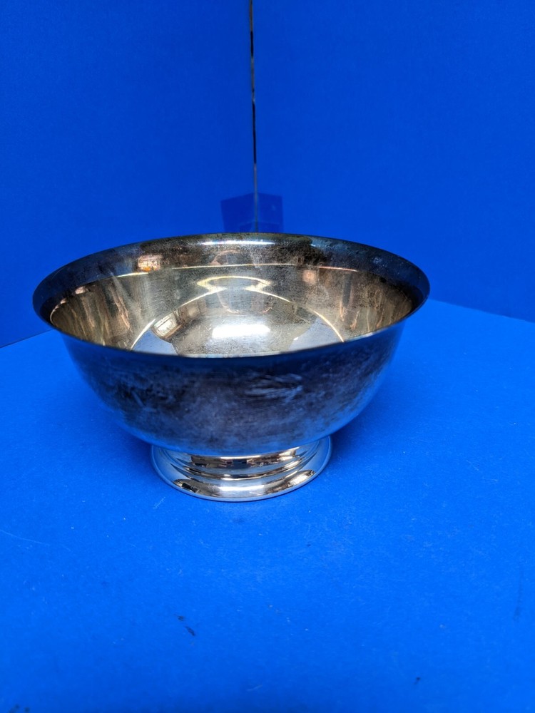 Silver plated solid footed dish/bowl ~ Pictorial marks Crown S Shield