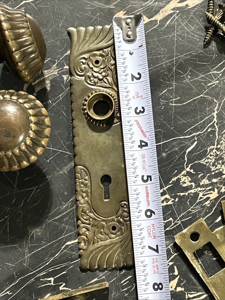 Antique Russell Erwin Hardware Knobs Mortise Plates Screws Set Thumb Lock...