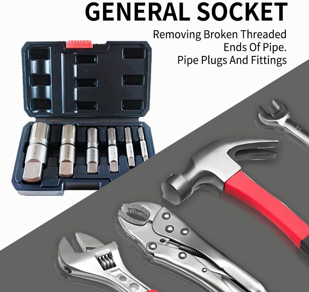 6-Piece Heavy Duty Pipe Extractor Set，Broken Removal Tool Kit for...