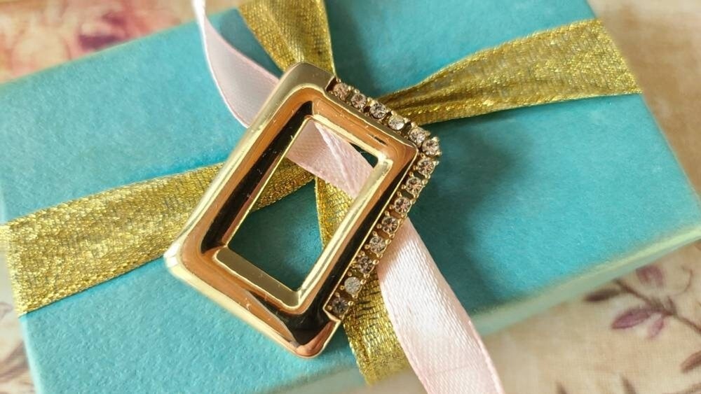 Parklane Rectangular Rhinestone Gold Pendant