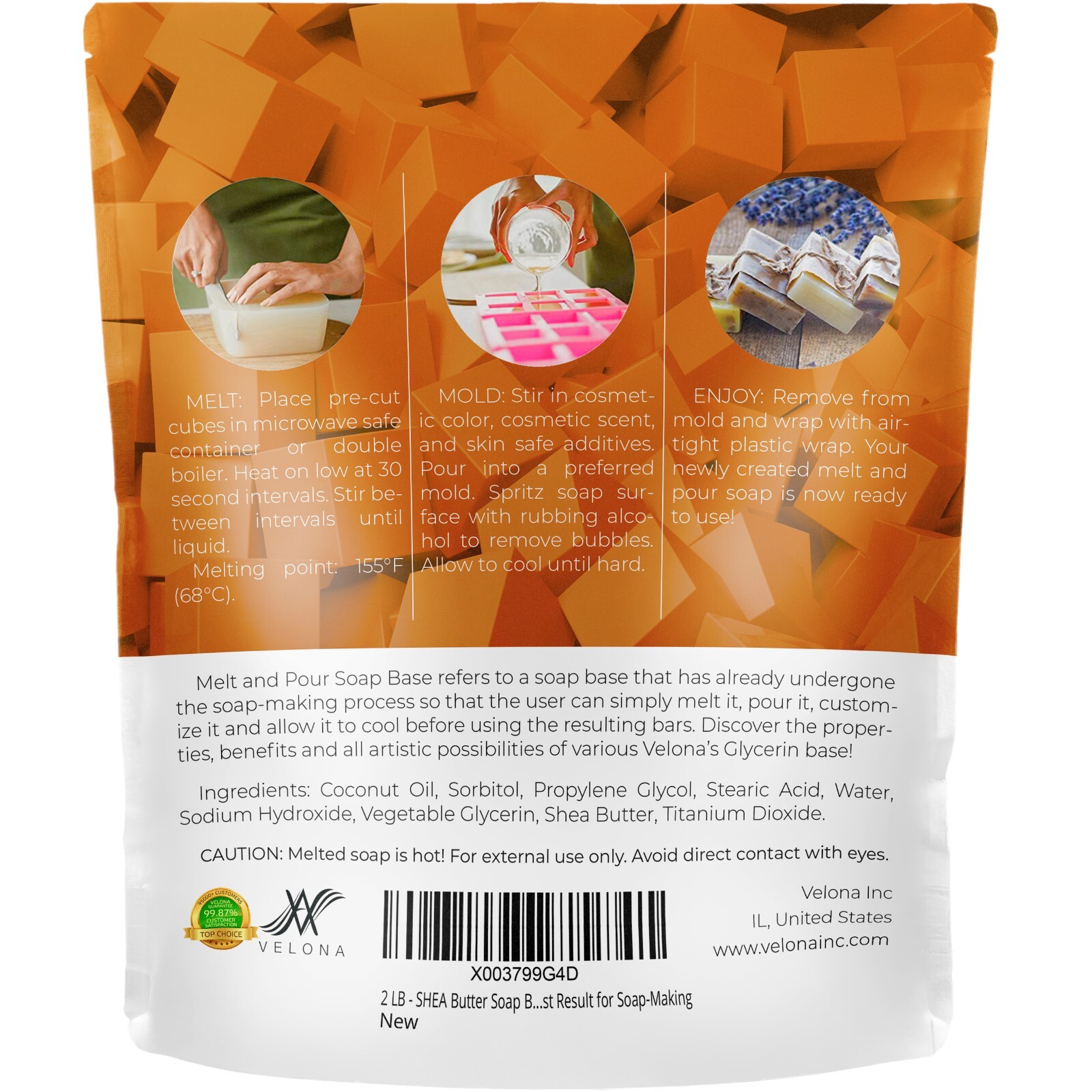 Shea Butter Soap Base Pre-Cut Cubes | SLS/SLES Free Glycerin Melt and Pour 2 LB