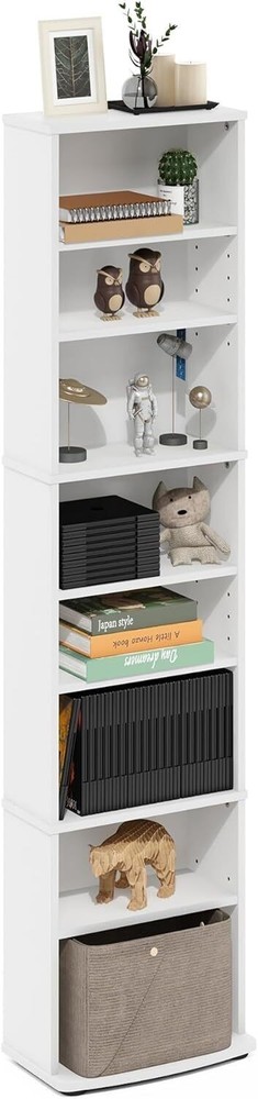 Space Saving Multimedia Storage Tower Cabinet Adjustable Shelf CD DVD Game White