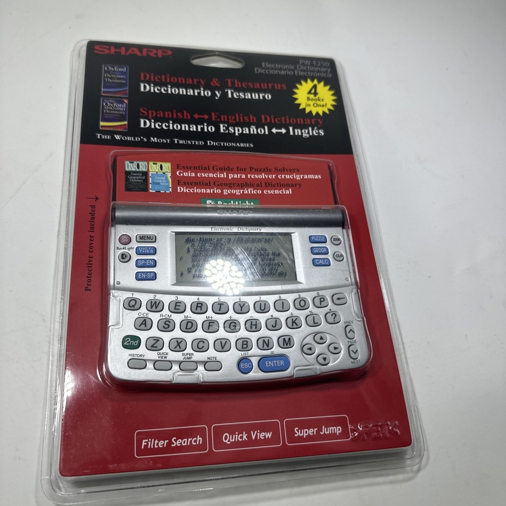 SHARP PW-E250 Electronic Dictionary Thesaurus Games w/ Backlight NEW