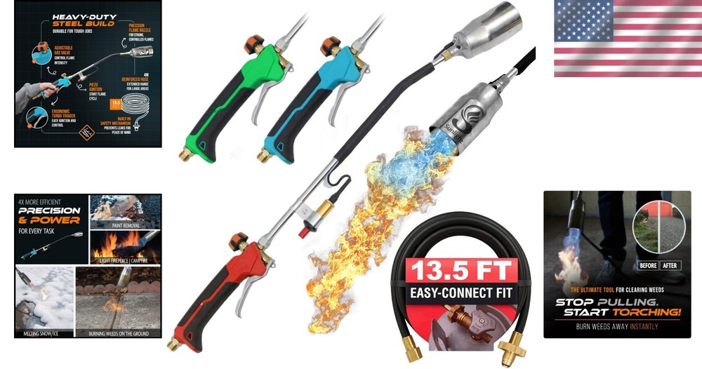 Professional-Grade Propane Torch with 13 ft Hose - Durable & Effortless Control