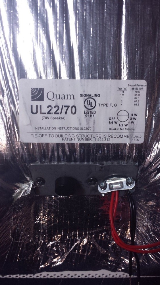 Quam UL22/70 2' x 2' Tile Replacement Speaker UL Listed Fire Signaling Device