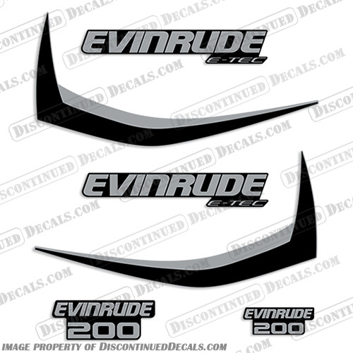 Fits Evinrude 200hp E-Tec Decal Kit (Black) - 2011-2014