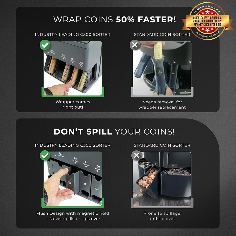 Fast Coin Counter Machine Quickload Printing Gray