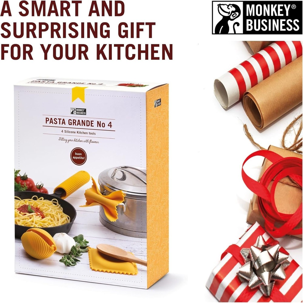 Silicone Kitchen Tools in Gift Box/ 4 Big Pasta shaped kitchen gadgets/Farfallon