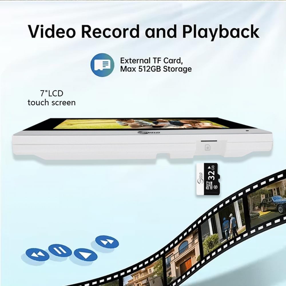 2-Wire Video Intercom System,WiFi Doorbell Camera Security Video Intercom,7 Inch