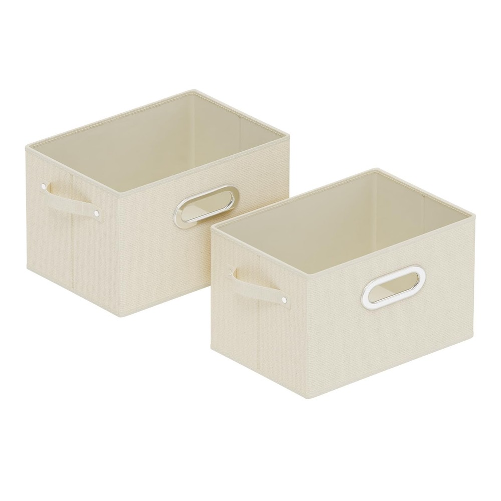 Foldable Cloth Basket with 4 Handles, Decorative Open Storage Boxes, Stackabl...