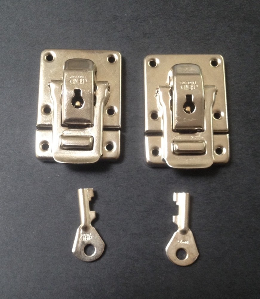 Cheney Nickel Plated Case Catches with keyed lock pair of