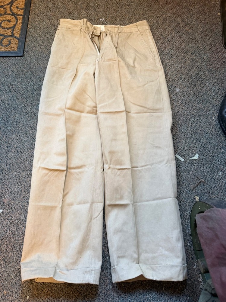ORIGINAL WWII US ARMY EM NCO  FIELD "KHAKI" SUMMER TROUSERS- SMALL  32X31