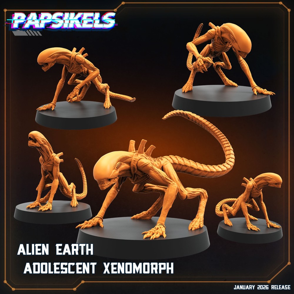Papsikels Alien Earth Adolescent Xenomorph Pack-Sci-Fi Alien Creature Miniatues