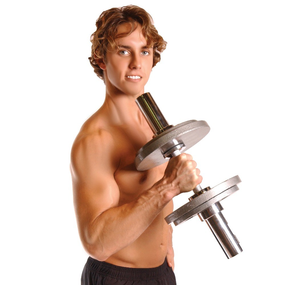 20 in. Olympic Dumbbell Handle with Collars, Single, Chrome