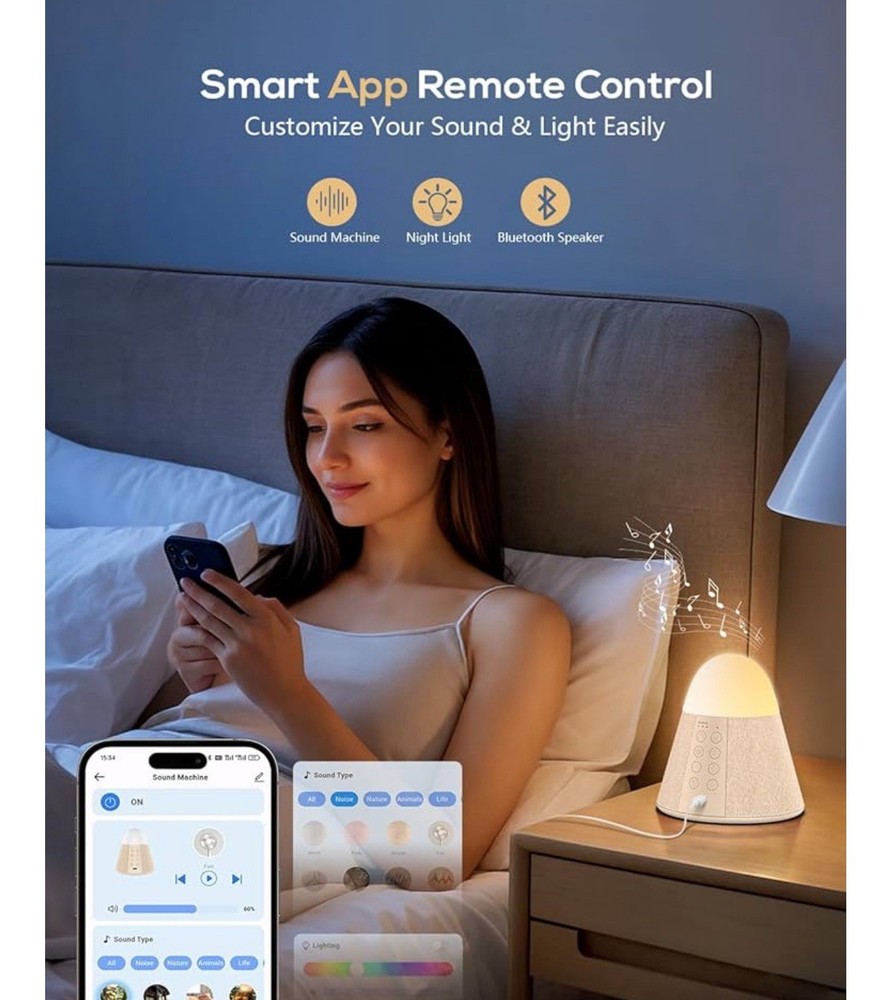 Vanzon White Noise Machine Bluetooth Speaker & Lights