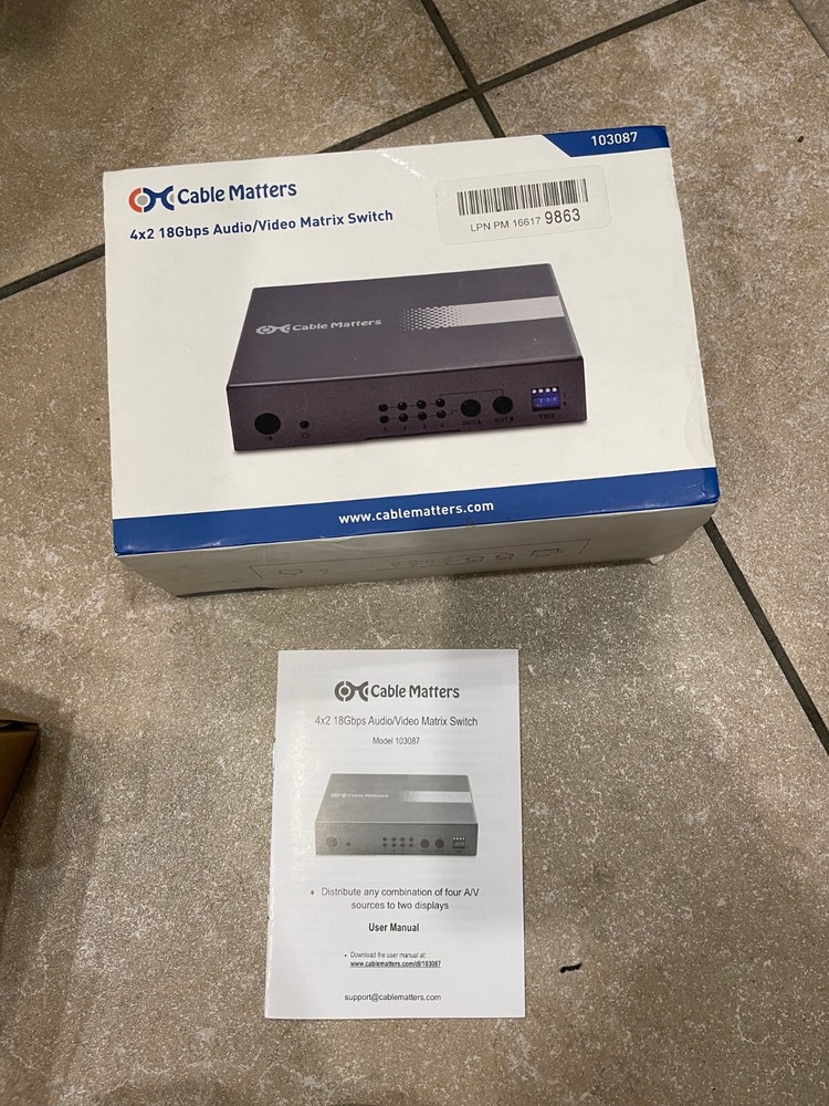 cable matters 4x2 18gbps audio/video matrix switch model 103087