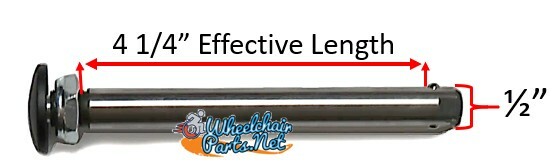1/2" x 4 1/4" Quick release axle for wheelchairs, BIG button