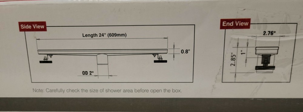 Neodrain 24 Inch Offset Linear Shower Drain Stainless Steel Rectangle AM2
