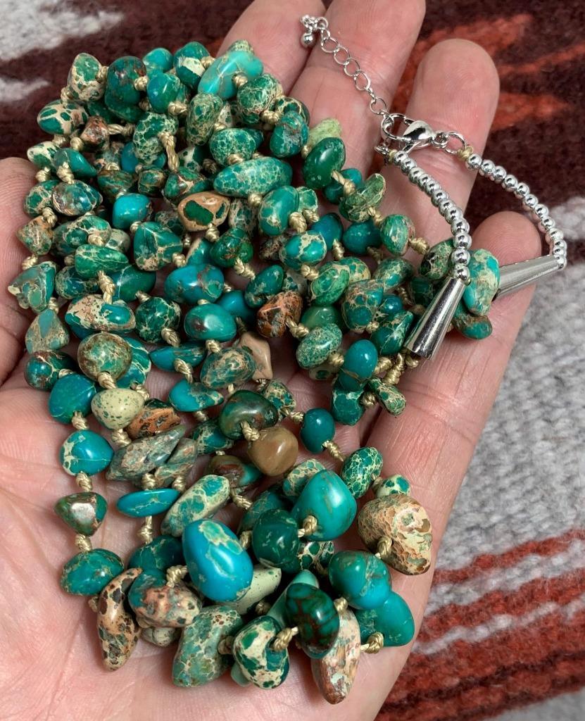 Gorgeous multi-strands Imperial Jasper nuggets necklace(w432-w3)