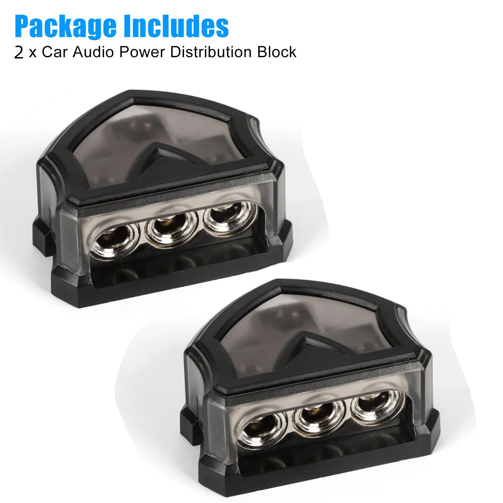 2pcs 3-Way Distribution Block 0 Gauge in Car Audio Amp Power Ground Distributor