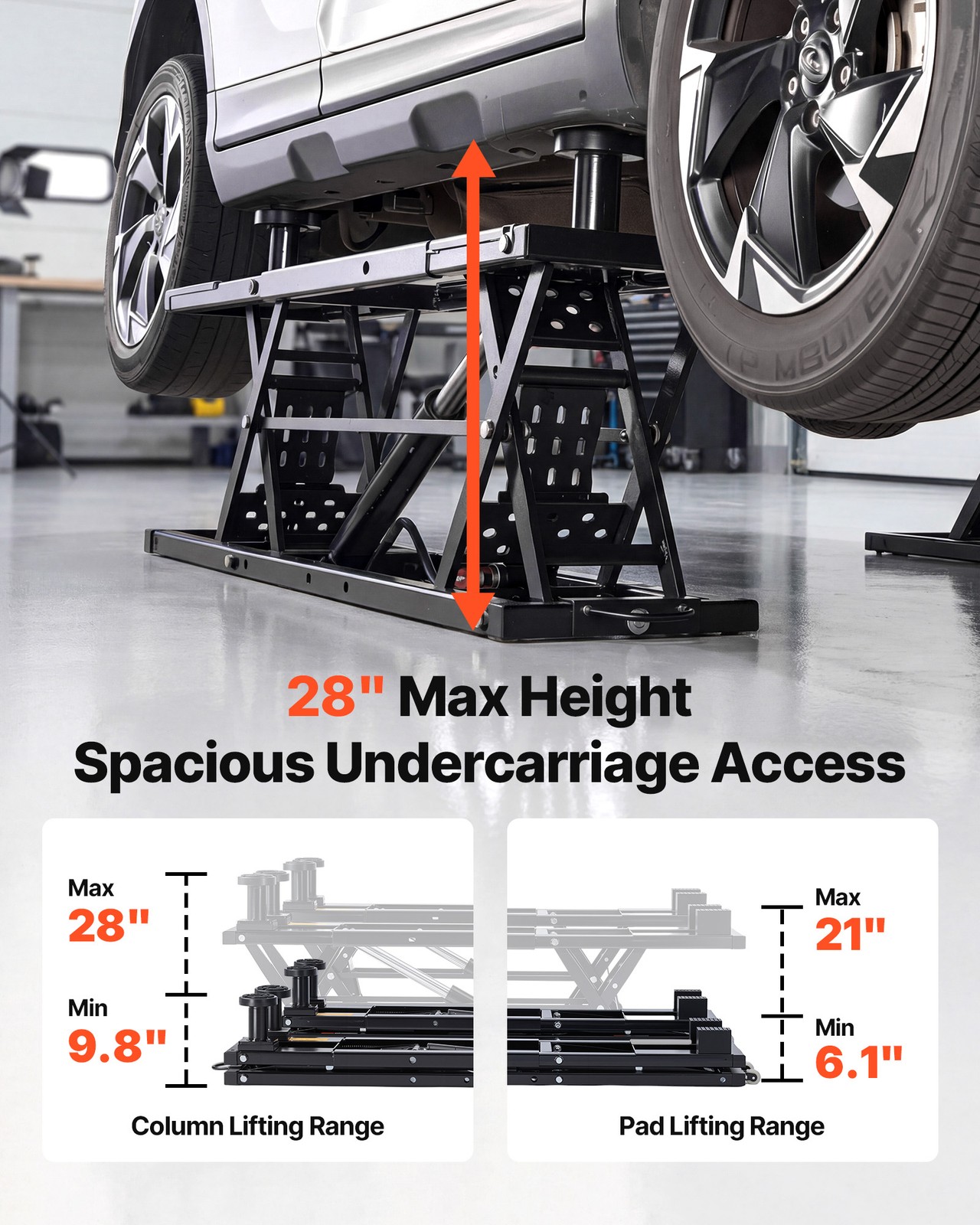 VEVOR Portable Car Lift 9000 lbs Car Lift System Jack 28" Max Height Home Garage