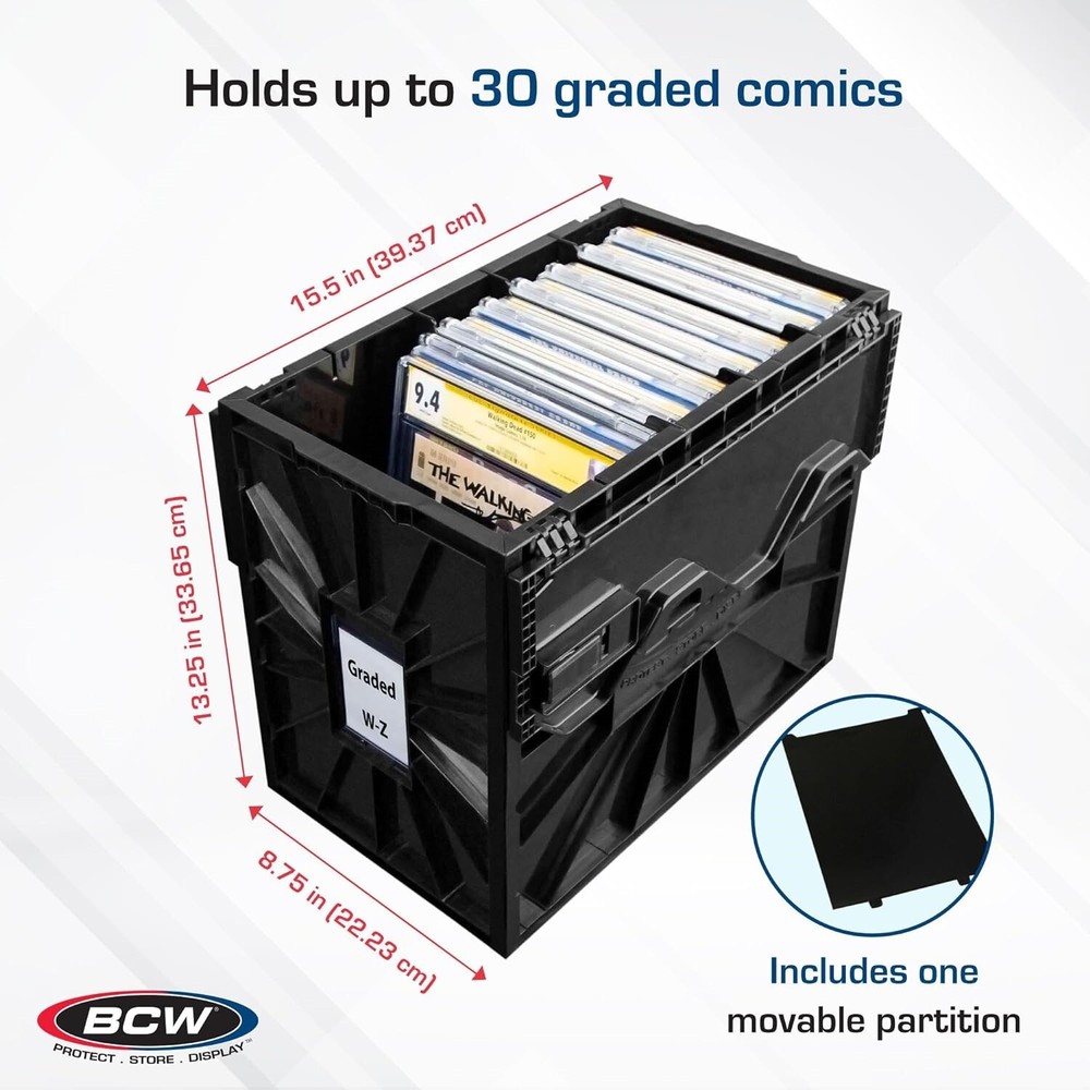 5 BCW Graded Certified Comic Book Box Storage Plastic Bin Stackable Heavy Duty