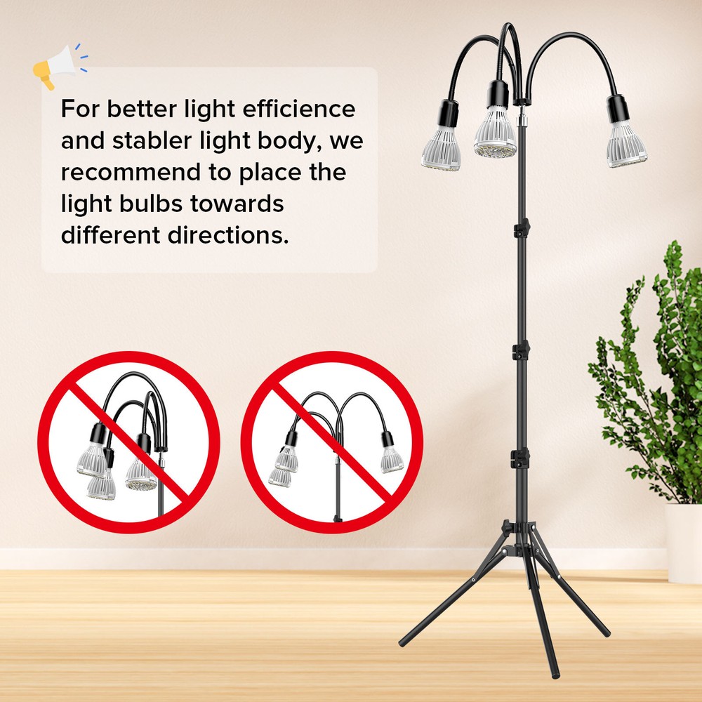 LED Grow Light with Adjustable Tripod Stand Full Spectrum with Replaceable Bulbs