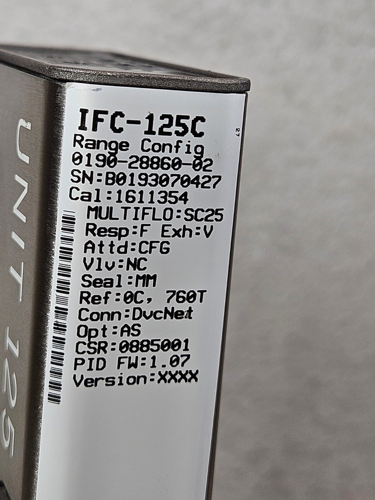 Celerity Unit IFC-125C Mass Flow Controller MFC1 MULTIFLO SC25 1000 SCCM 200PSI