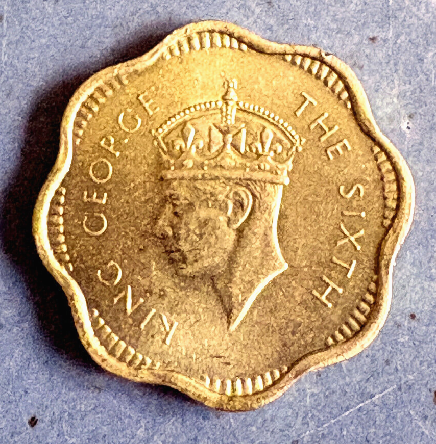 1951 CEYLON 2 Cent scalloped rim