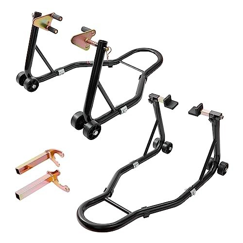 Motorcycle Lift Stand 850lbs Front Rear Combo Fork Swingarm Spool Compatible Bla