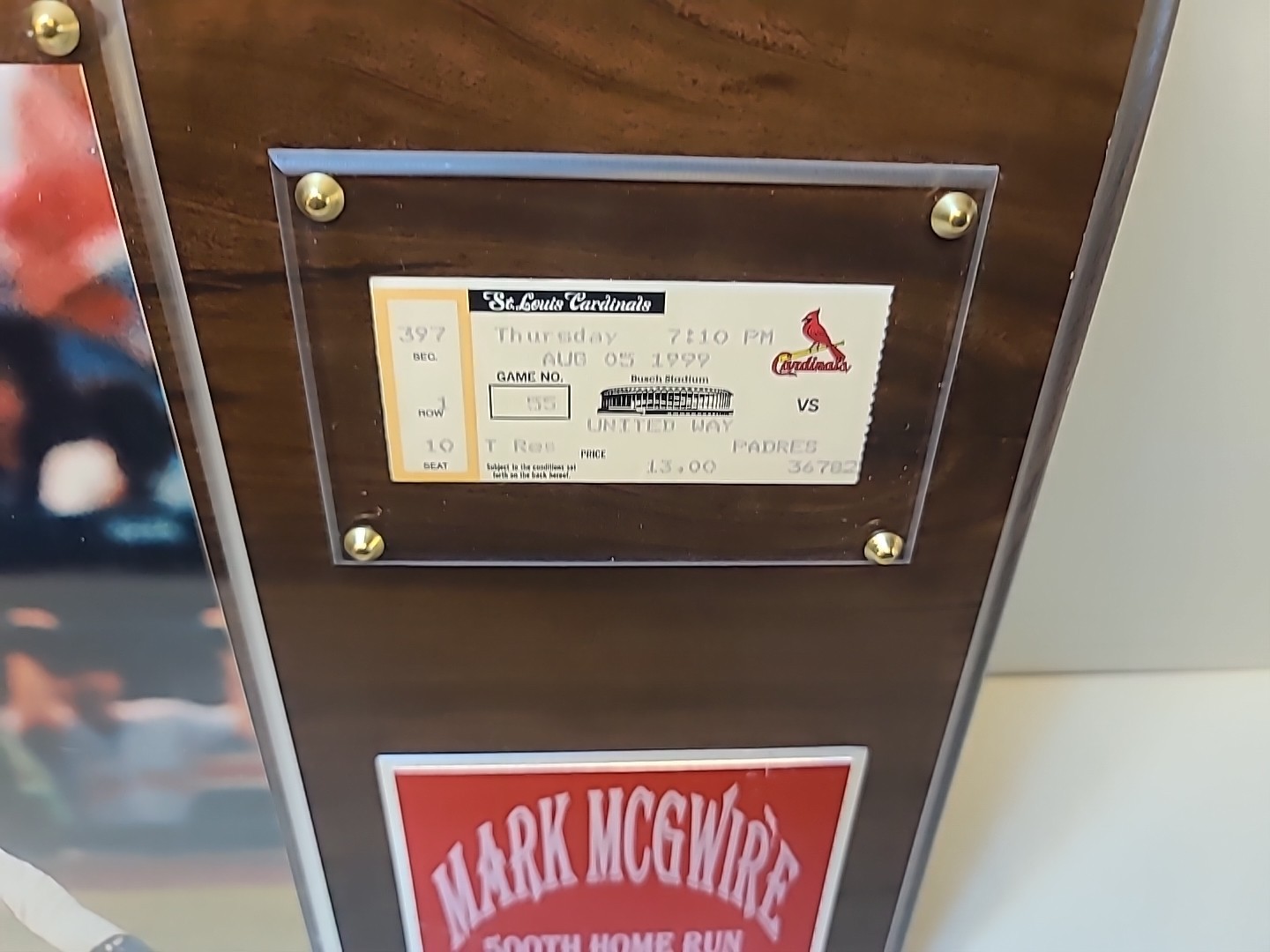 Mark McGwire 500th Home Run Display Plaque – Vintage MLB Collectible