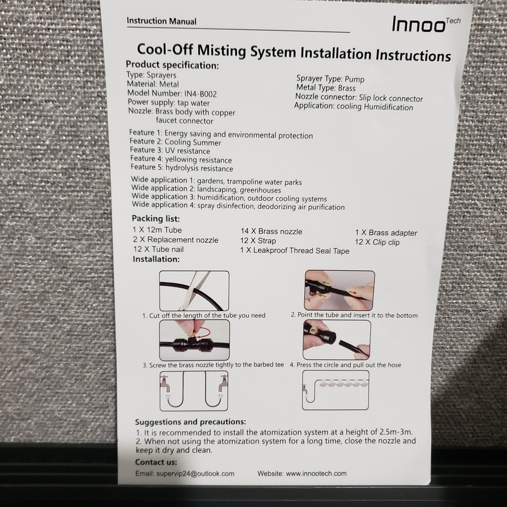 NEW Innoo Tech Cool Off Misting System IN4-B002-NIB