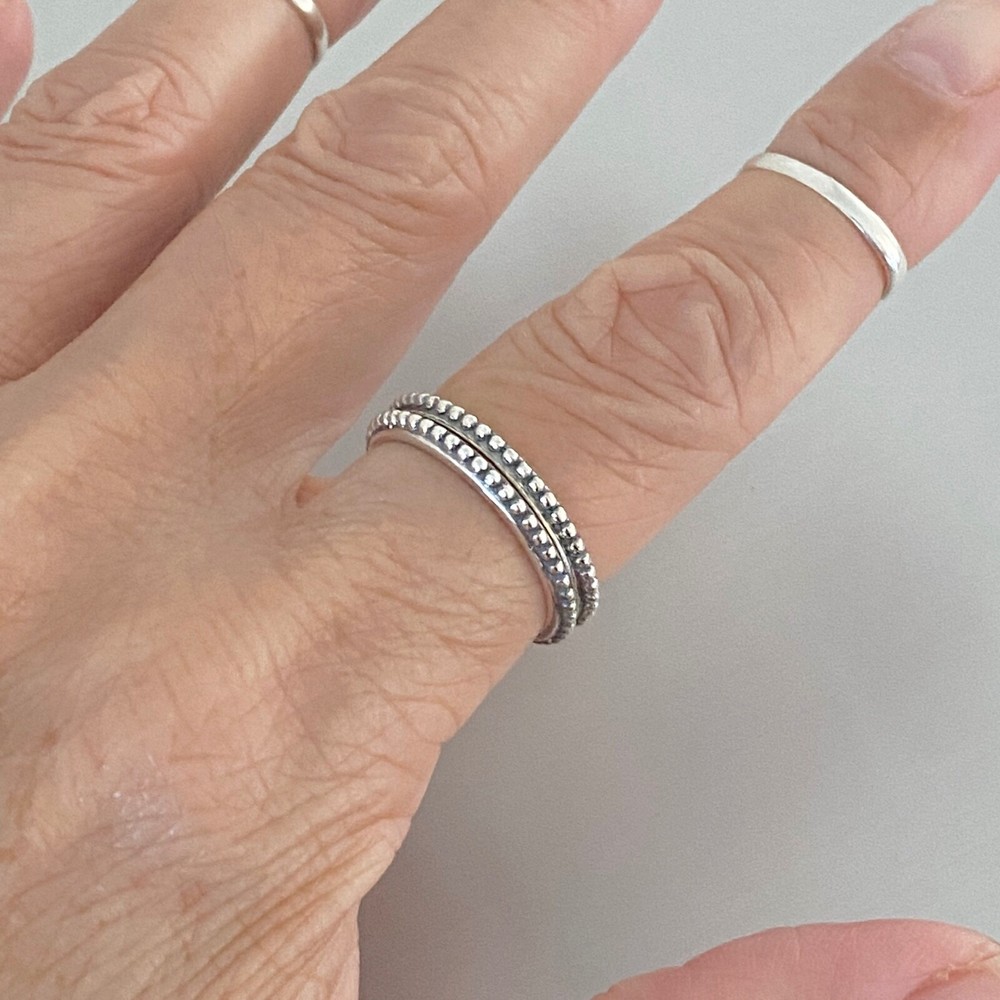 Sterling Silver Bali Design Ring, Stackable Ring, Beads Ring, Silver Ring, Dots