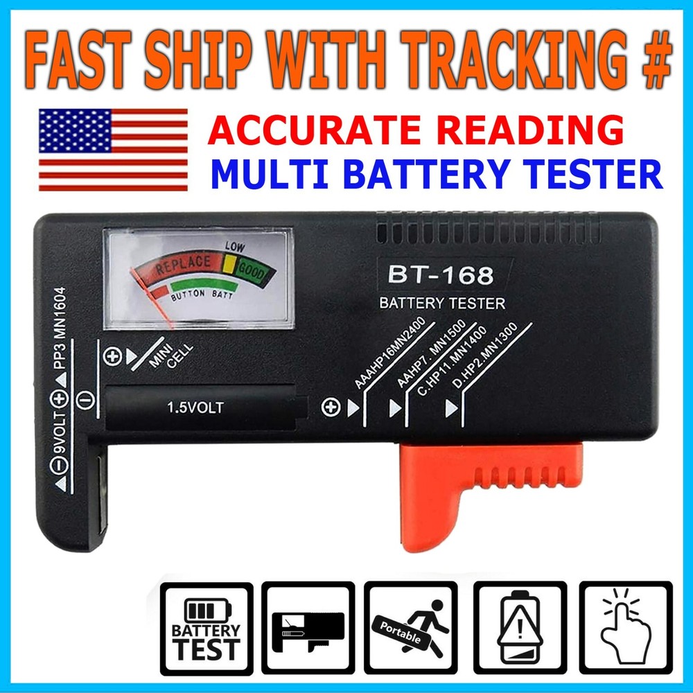 Universal Digital LCD Battery Checker Volt Tester Cell AA AAA C D 9V Button
