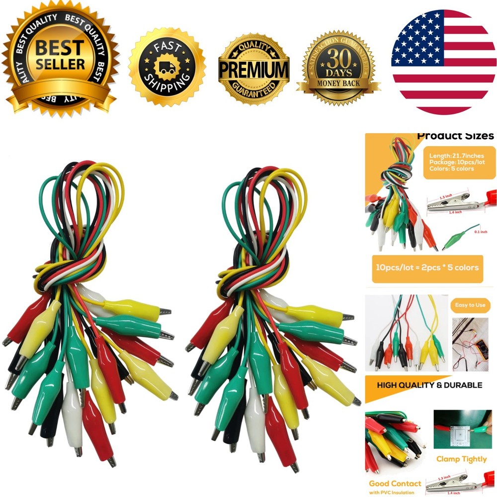 20PC Colorful Alligator Clips with Testing Probes for Experiments & Prototyping
