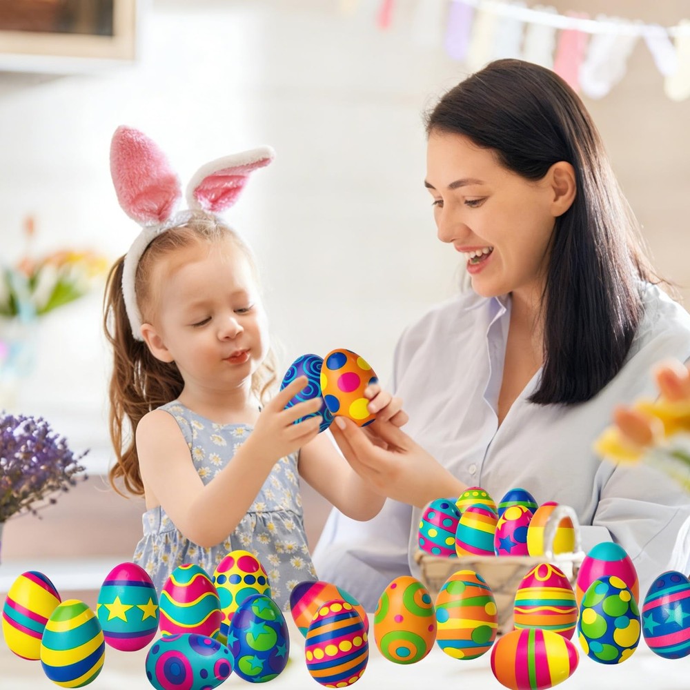 24 Pack Easter Eggs Slow Rising Squishy Toys, Colorful Squishy Easter Egg Bul...