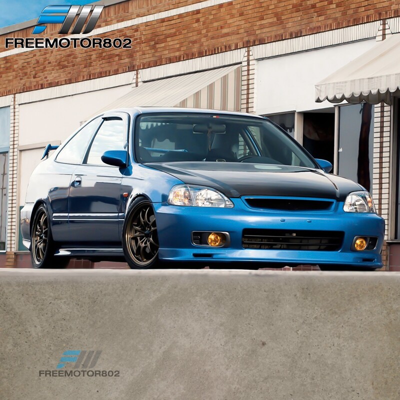 Fits 99-00 Honda Civic EK EK9 Mugen 2/3/4DR Black Front Bumper Lip Splitter - PP