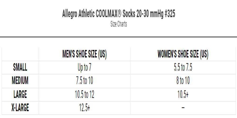 Allegro Athletic CoolMax Compression Socks Large (Black) 20-30mmHg