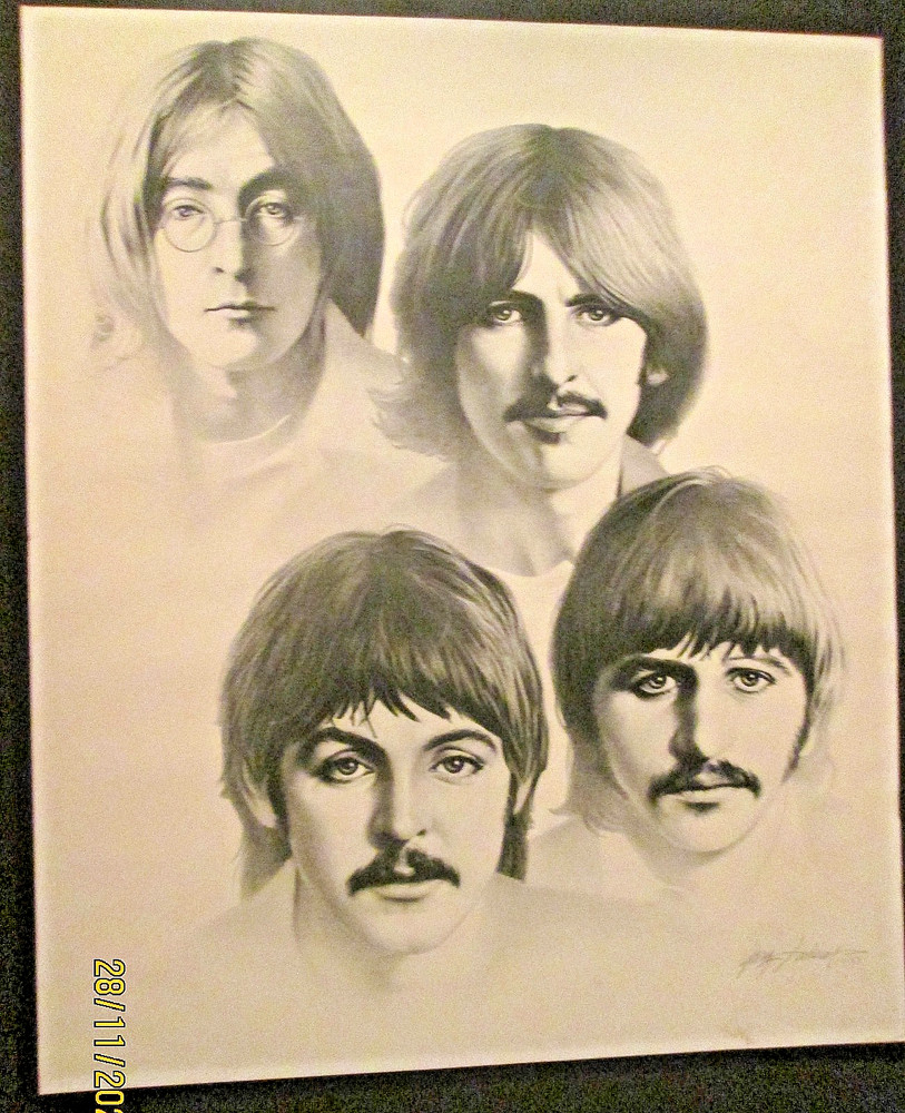 BEATLES :  (RARE LARGE SIZE UNSEEN PRINT SIGN BY ARTIST) CLASSIC ARTWORK