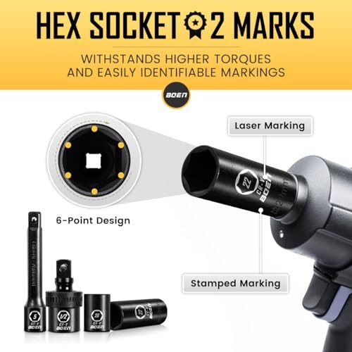 1/2" Drive Impact Socket Set, 33 Piece Deep & Shallow 33Pcs Shallow&Deep