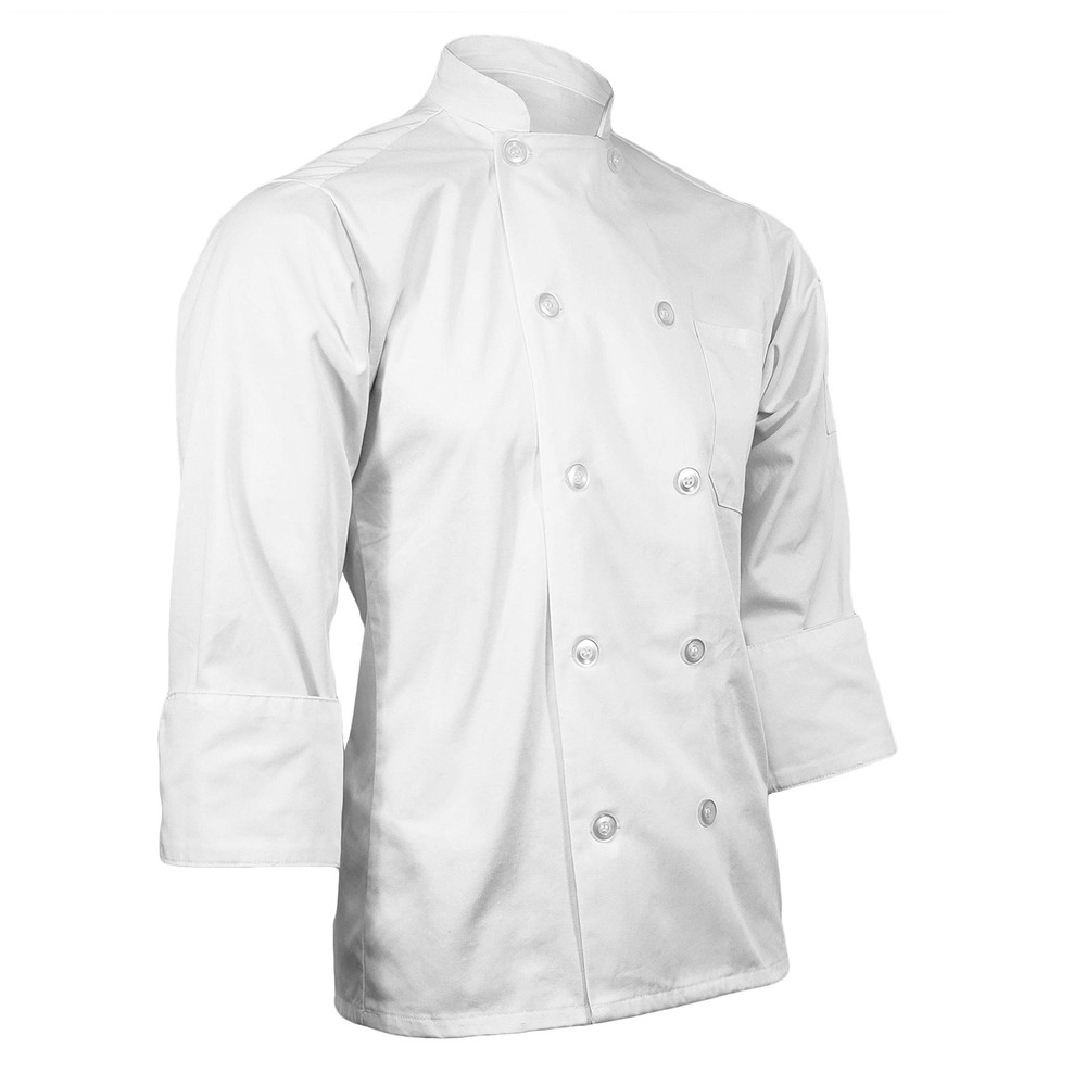 White Long Sleeve Button Chef Coat/Jacket - Unisex - Medium